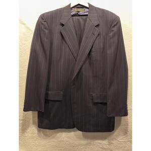 Vtg Brooks Brothers 45R 36x30 Navy Blue Chalk Stripe Wool Mens Jacket Pants Suit